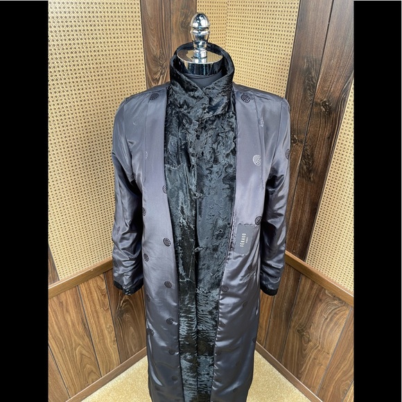 Full Length Neiman Marcus Feraud Paris Black Russian Broadtail Fur Coat Small - Picture 7 of 13